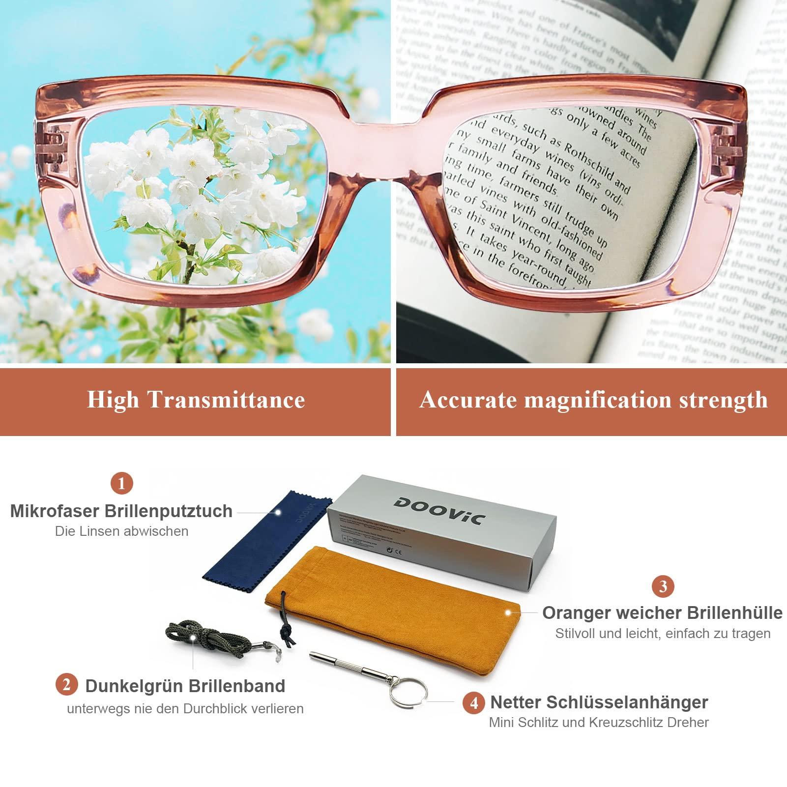 DOOViC DOOViC Reading Glasses 1.75 - Blue Light Blocking Computer Readers Glasses Oversize Frame for Women (Champagne,Rectangular)