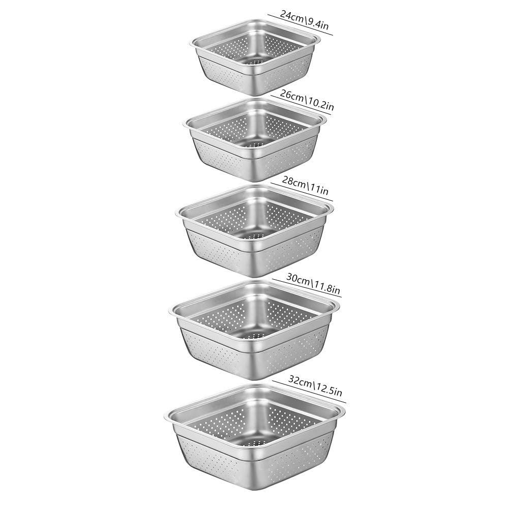 FreshCart Basics Stainless Steel Washing Up Bowl, Multi-Purpose Dish Tub for Sink, Large Square Container for Kitchen, Vegetable Washing Basin, Durable Dishpan for Home (leaky basin series)