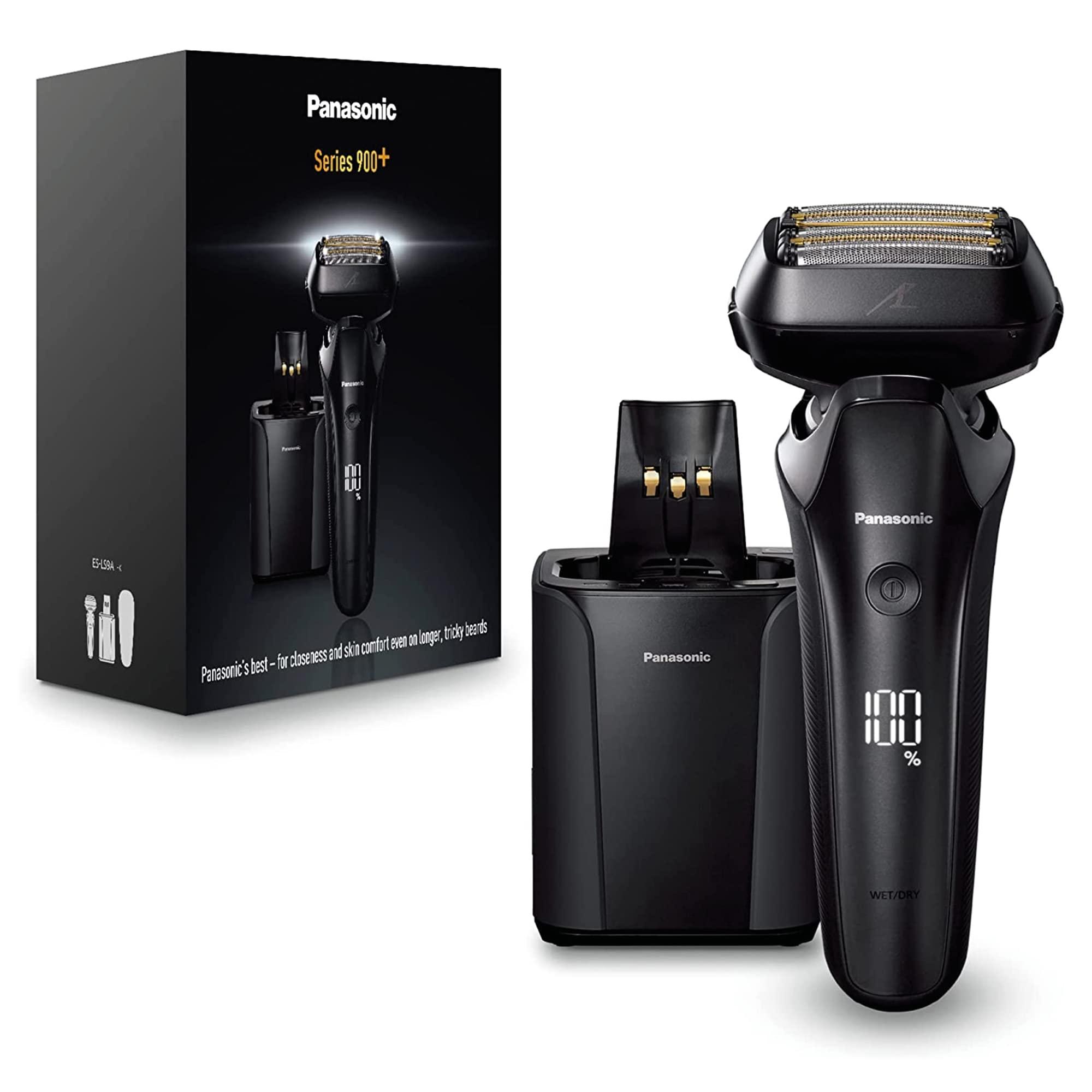 Panasonic Panasonic Series 900+ Premium Wet/Dry Razor ES-LS9A, 6-Way Shaving Head with Linear Motor, Includes Cleaning and Charging Station, Black, Matte Black