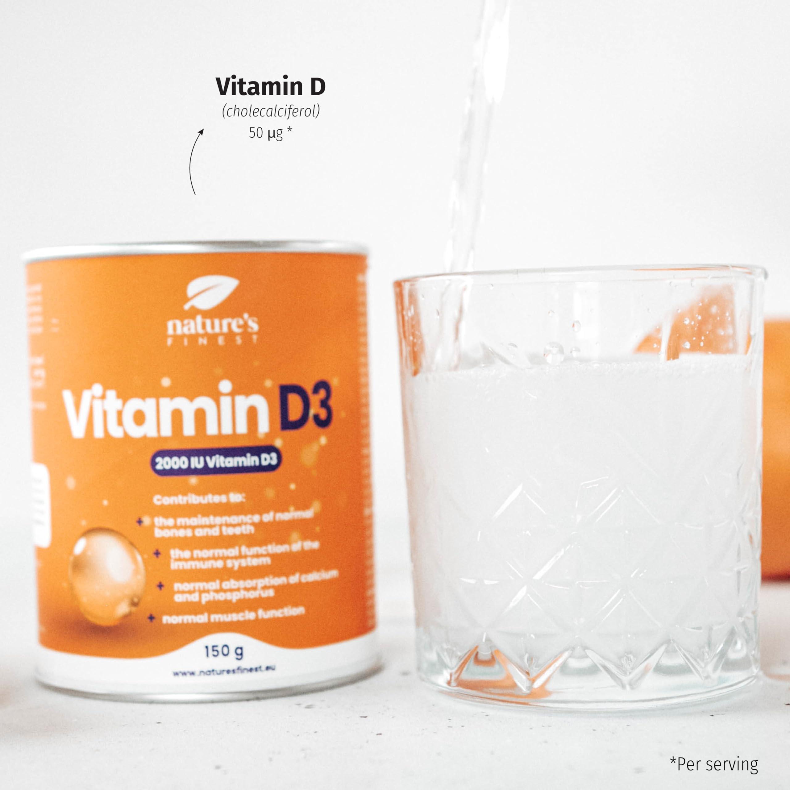 Nature's Finest by Nutrisslim High Dose Vitamin D3 Powder for Adults, No Sugar, Lemon Taste, Supports Immune System, Healthy Bones and Teeth, and Muscle Function