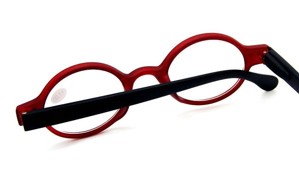 Agstum Agstum Designer Small Round Oval Vintage Reading Glasses with Spring Hinge (Red Frame/Black Temples, 1, x)