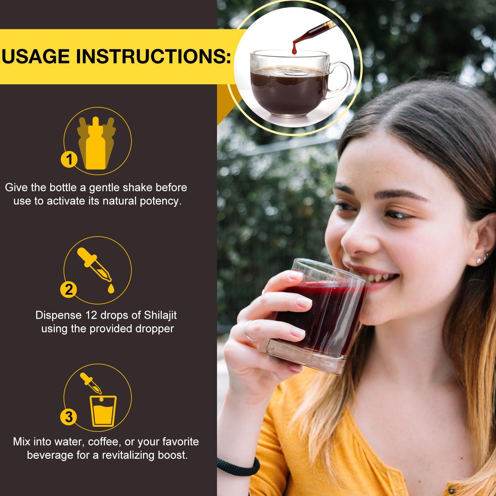 Tamiodfo Shilajit Drops, Natural Shilajit from Himalayan, Shilajit Resin with 85+Trace Minerals and Fulvic Acid, Himilayan Shalajit Resin(60ml)