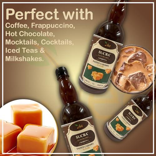 Ved Sucra Premium Syrup 1L for Coffee and Cocktails, sugar free Vanila flavor, Vegan-Friendly, Gluten-Free & Fat-Free.