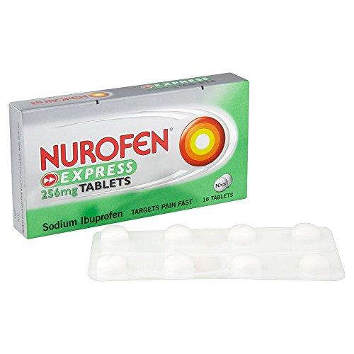 Nurofen Nurofen Express Ibuprofen 256mg, 16 Tablets - Pain, Sinus, Migraine, Headache, Toothache Relief, Long Lasting Cold & Flu Solution