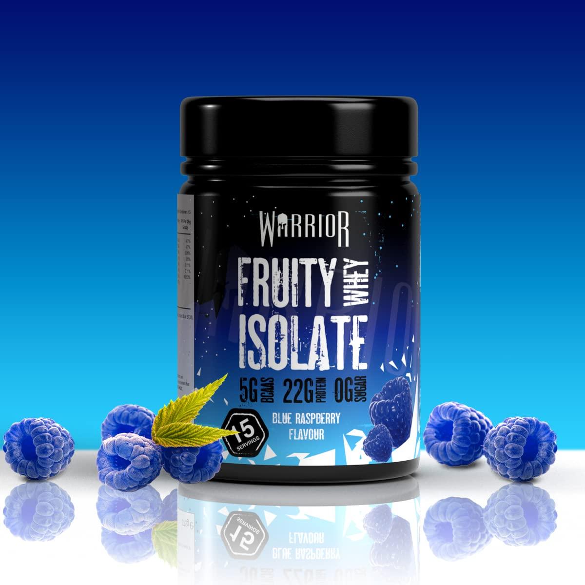 Warrior Warrior Fruity Clear Whey Isolate Rapid Digesting Protein Powder Refreshingly Fruit Flavoured Shakes Easy to Drink & Consume Post Workout, Low Sugar, 15 Servings (Blue Raspberry, 375g)