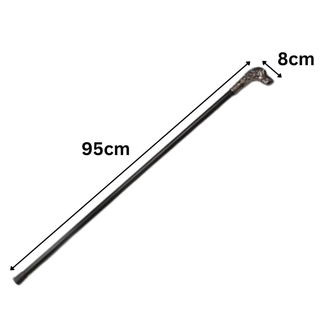 GadgetZone Gadgetzone  Vintage Style Dog's Head Mens Ladies Walking Stick Walking Cane Mobility Aid Silver Pewter Black Walking Aid Fancy Dress Novelty Accessories Antique Style Heavy Duty