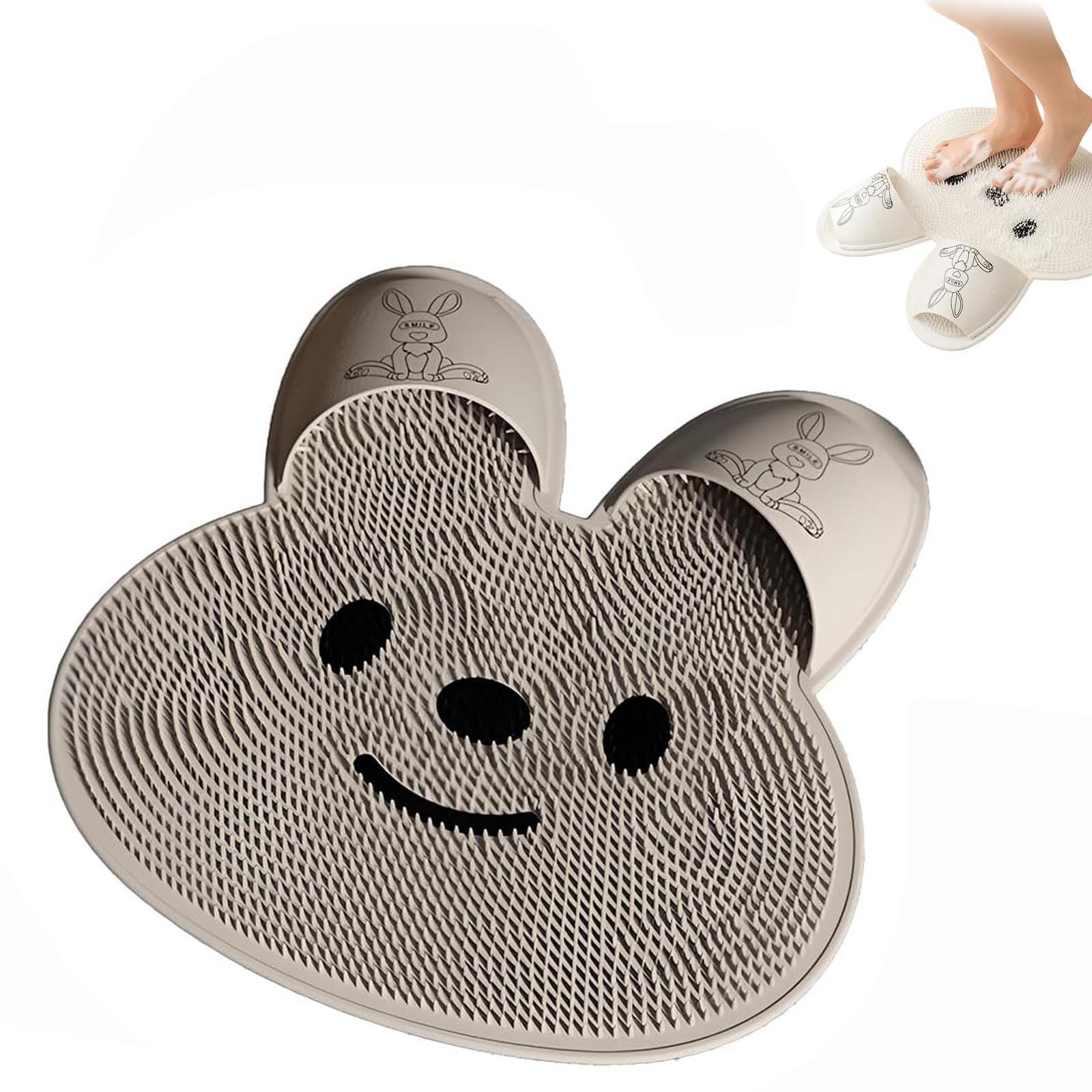 NaHibu Rabbit Foot Rubbing Artifact,Rabbit Silicone Foot Massage Mats,Silicone Rabbit Foot Rubbing Artifact, Bathroom Massage Non-Slip Carpet, Bathroom Foot Shower Mat