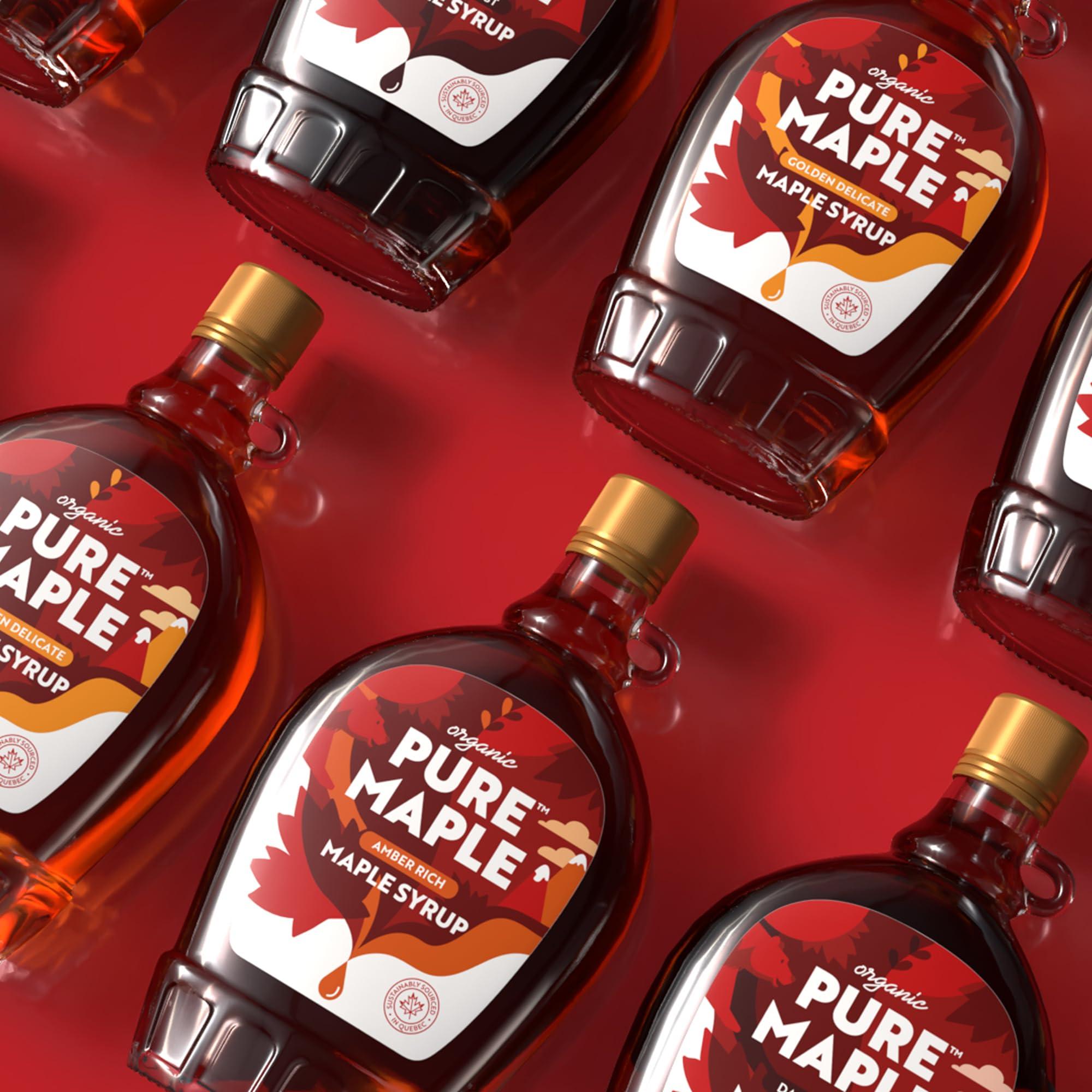 Pure Maple Pure Canadian Maple Syrup - Grade A - Ideal Topping for Porridge, Ice Cream, Fruit, Pancakes - 100% Natural Sweetener - 264g / 200ml (200ml, Dark)