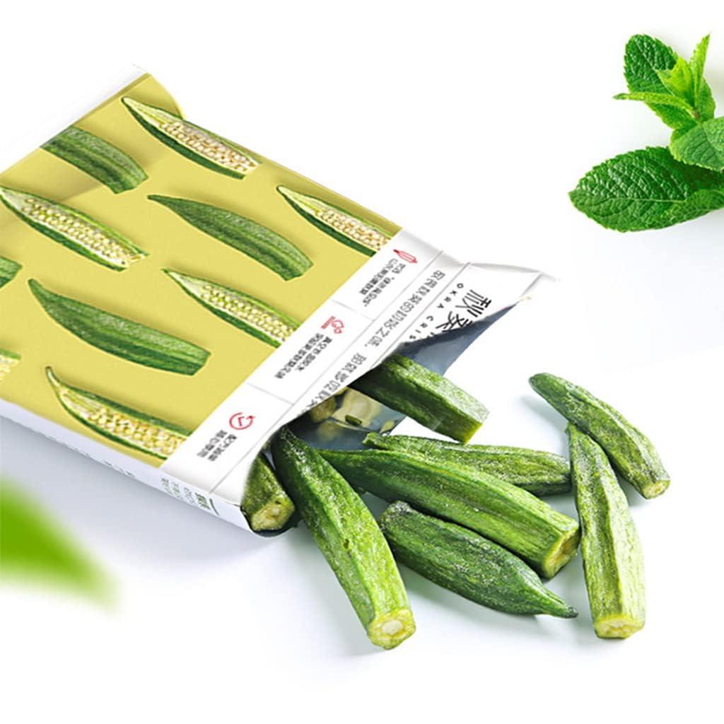 wasailuo Dried Okra Chips 1.76 oz/50g, Crispy Okra Chip Snack, Freeze-Dried Okra, Instant pickled okra, Ready-to-eat fruits and vegetables Snack, Healthy&Nutritious, Vegan, Fruit snack gift (Okra,Pack of 2)