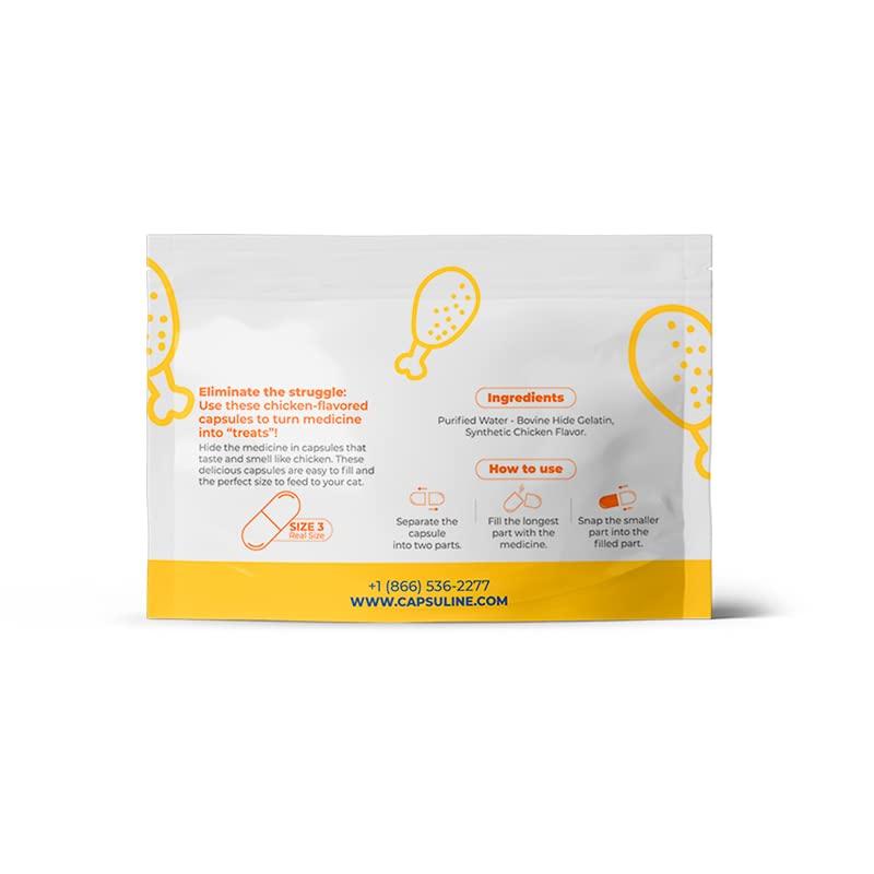 Capsuline Capsuline PetCaps Chicken-Flavored Gelatin Empty Capsules, Size 3 (100 Count)