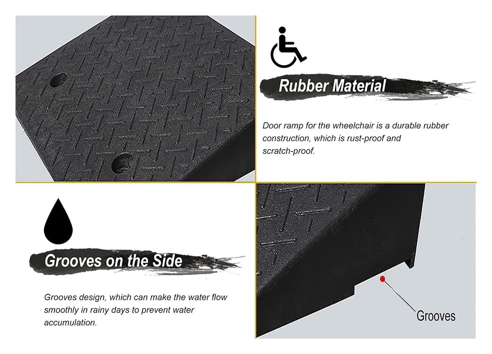ASumPio Threshold Ramp Wheelchair Ramp Solid Rubber Threshold Ramp Non-Slip Scooter Ramp for Room Door Handicap Ramps Wear-Resistant Kerb Ramps Anti-Slip (Black 9cm/3.5in rise)