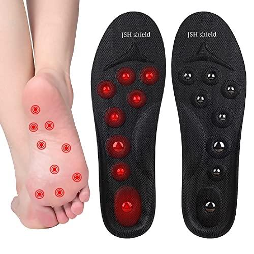 JSHshield Magnetic Insoles for Plantar Fasciitis Foot Pain Relief Acupuncture Points Massage Pads Breathable Cure Foot Odor Orthotic Shoe Inserts Shoe-pad Foot for Men Women Foot Care S