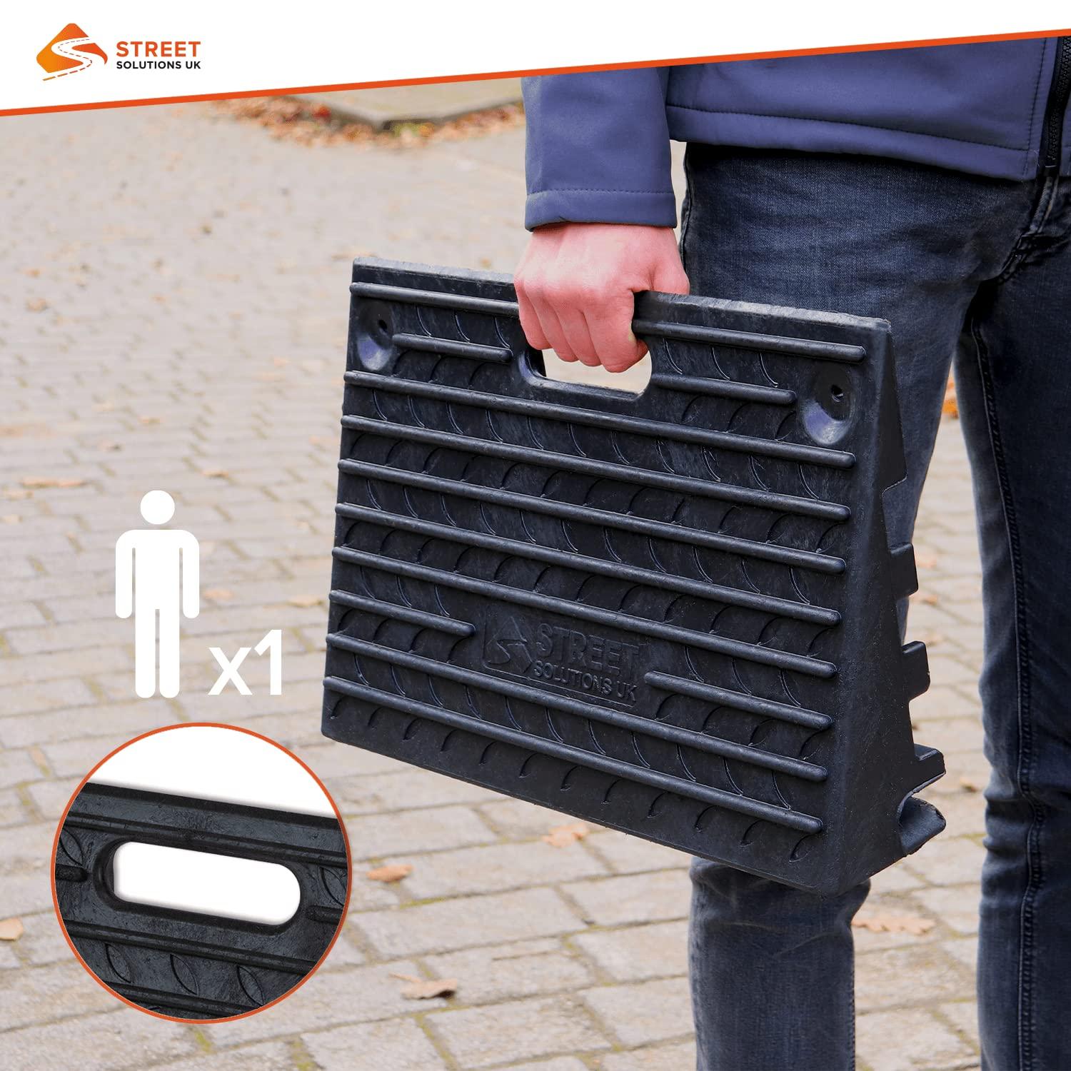 Street Solutions UK Street Solutions UK Rubber Kerb Ramps 4 Inch | Heavy Duty Mobility Threshold Ramps for Wheelchairs, Cars Vehicles, Caravan, Scooter Wheels, Skateboard, Motorcycle, Disabled Chair & Dog | 1 Ramp