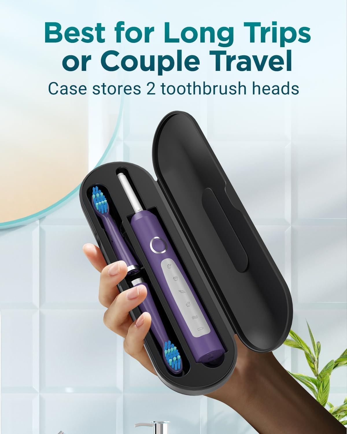 COULAX Sonic Electric Toothbrush for Adults and Kids - Sonic Toothbrushes with 8 Tooth Brush Replacement Head and 5 Brushing Modes, 120 Days of Use with 3-Hour Fast Charge, 2 Minute Smart Timer