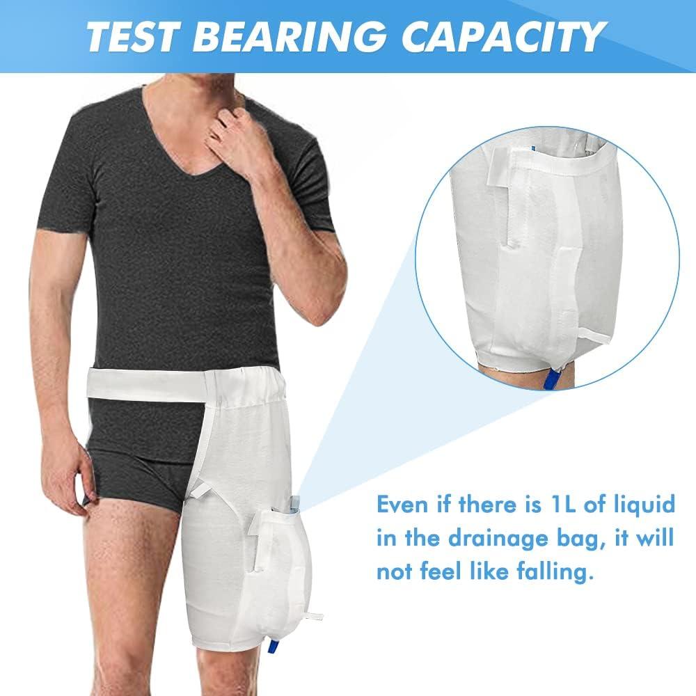 Mistuki Catheter Leg Bag Holder Covers Foley Cath Secure Tube Stabilization Device Nephrostomy Urine Bag Clothing Drainage Underwear Pants Washable and Durable Urostomy Supplies (L)