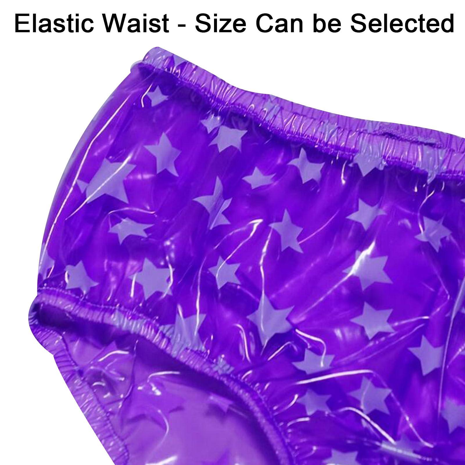 CSGTUO Adults Waterproof Incontinence Plastic Pants Noiseless Nappies Reusable Incontinence Pull-on Plastic Briefs Plastic Diaper Pants Cover,4XL,Blue