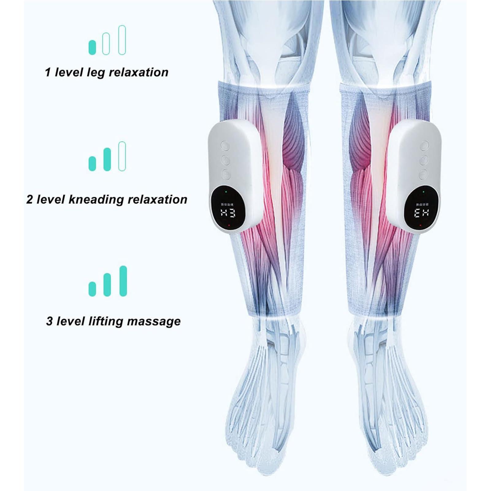 Dremdo Dremdo Leg Massager with Heat and Compression, Rechargeable Leg Massager, 3 Gears Heats/Intensity/Mode, Rechargeable, Adjustable Velcro, Relieve Pain,Gray,One Pair