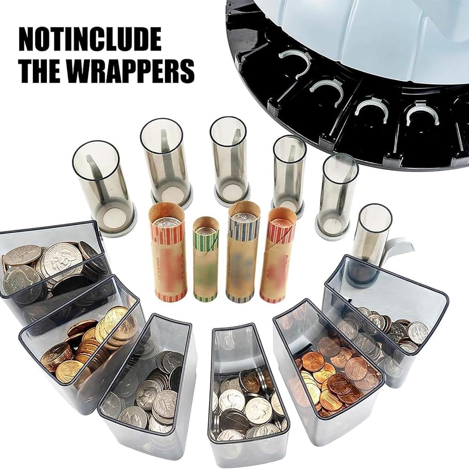 HENLYEN Commercial Coin Counter Machine, Electric Coin Sorter with LED Display, 8 Coin Bins, 216 Units/min and Supports Counting and Sorting, Add and Batch Mode, for Supermarket, Shop, Home, Business.