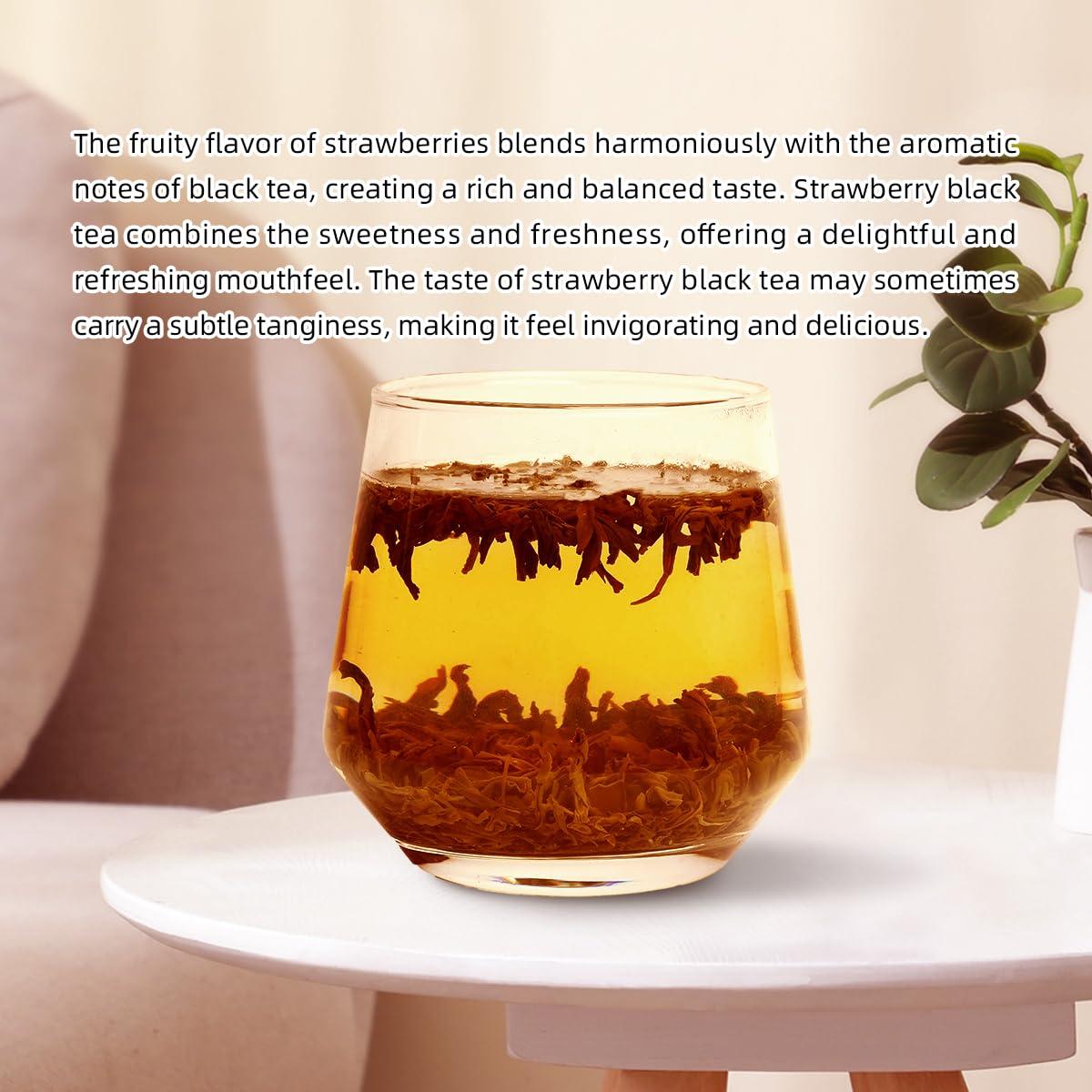 HANFANGLING HANFANGLING Strawberry Black Tea, 2PCS, 100% Natural Loose Leaf, Promote Metabolism, Maintain Healthy Skin, Blend Of Strawberry Fruit Flavor And Black Tea Aroma