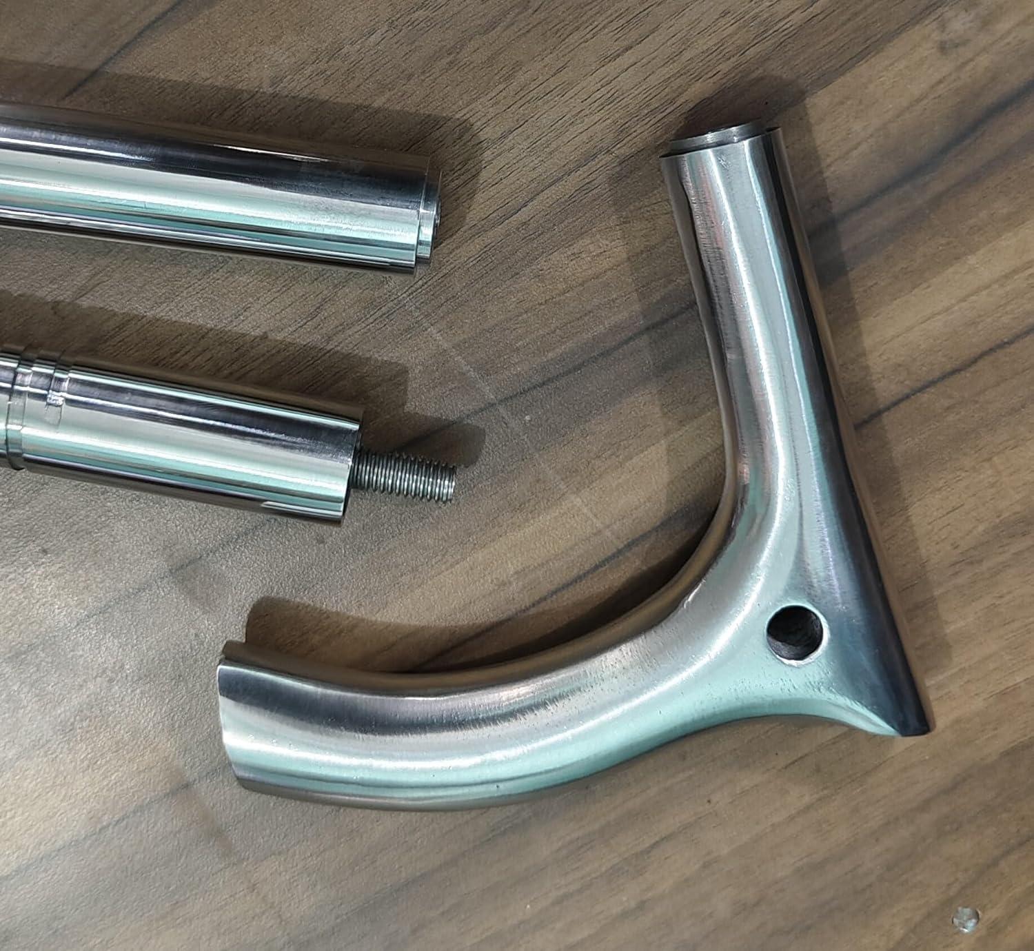 FreshCart Basics Aluminum Tactical Walking Stick Cane The Remarkable V Curved Handle Steamp - 37 inch, SILVER