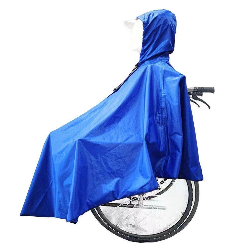 FreshCart Basics Waterproof Wheelchair Poncho Cover Full Body Coverage Reusable Wind Proof Cape with Hood for Mobility Scooter Wheelchairs