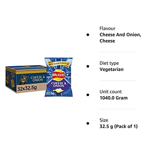 Walkers Walkers Cheese and Onion Crisps Multi-Pack Box, 32.5 g, Case of 32