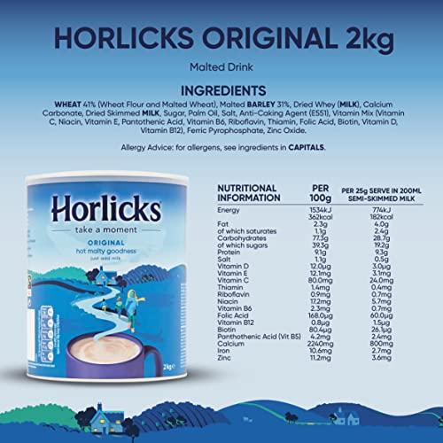Horlicks Horlicks Original Malted Milk 2kg (Pack of 2) - Just add milk, The Original Malted Drink. High in Calcium, Zinc, Vitamin C, Vitamin D & Vitamin B12.