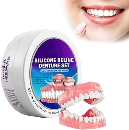 Qklovni Silicone Reline Denture Set, Silicone Denture Set, Silicone Denture Kit, Soft Silicone Denture Reline Kit, Silicone Reline for Perfect fit Dentures (1pcs)