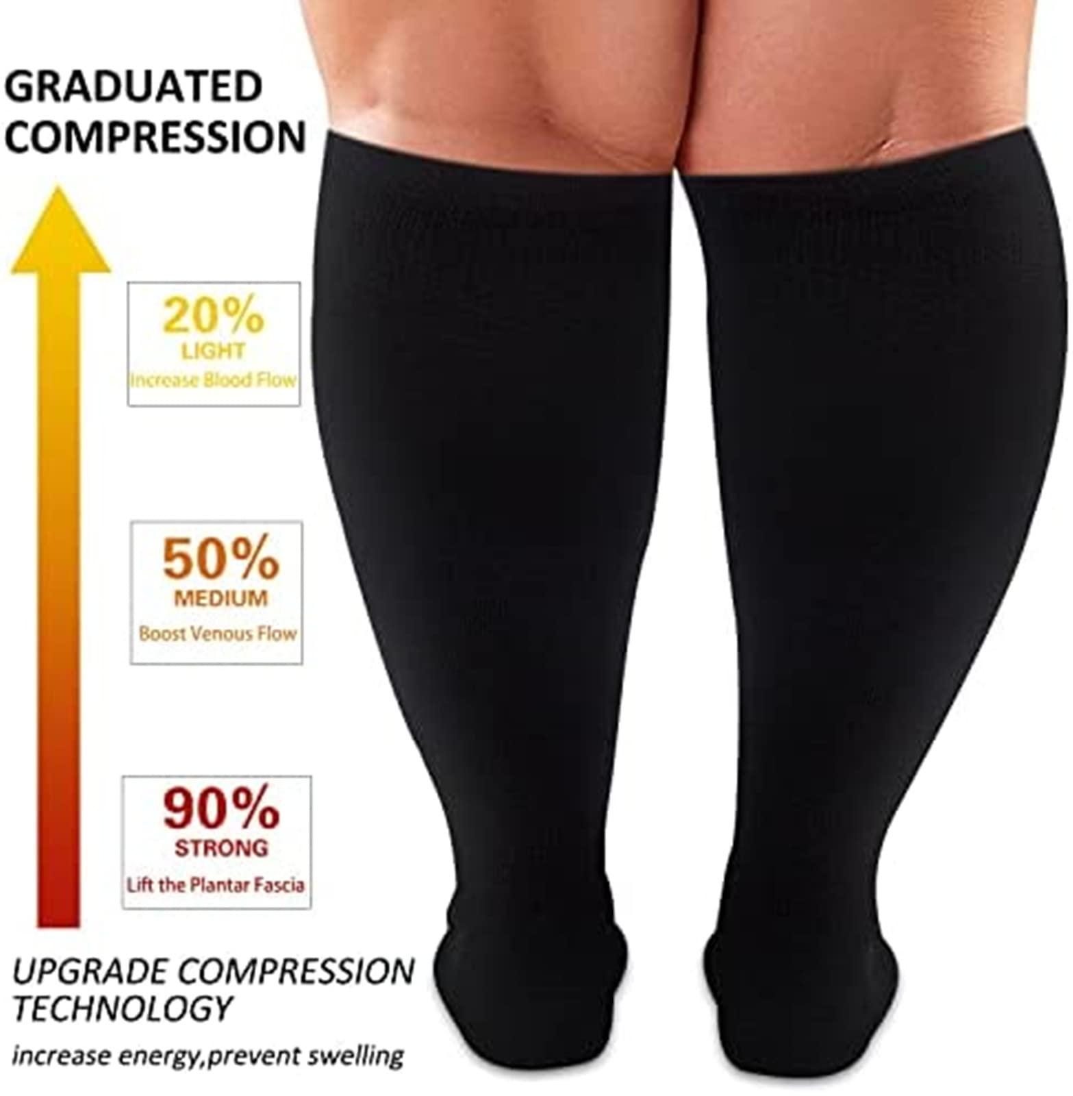 Cheeroyal Cheeroyal 1 Pack Plus Size Compression Socks for Women and Men, 20-30mmhg Extra Large Wide Calf Knee High Stockings for Circulation Support (7XL, black)
