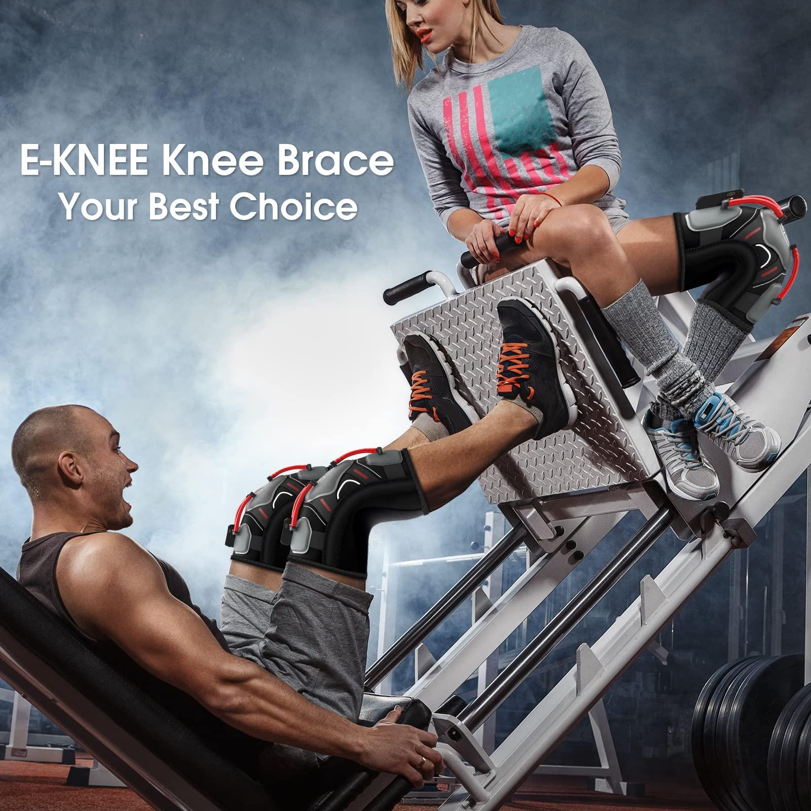 Homesbrand E-KNEE Professional Knee Brace with Side Stabilizers, Smart Chip, Gyroscopes, Airbag System for Protecting Patella, Meniscus, Ligaments and Relieving Meniscal Tears, ACL, Arthritis, Joint Pain