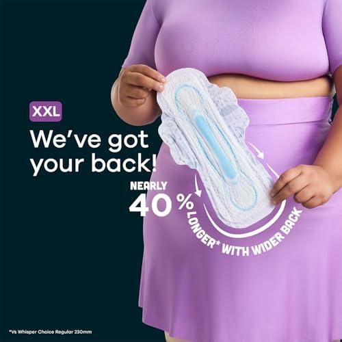 Whisper WHISPER BINDAZZZ NIGHTS SANITARY PADS, 45 XL+ PADS, UPTO 0% LEAKS ALL NIGHT LONG, FOR HEAVY FLOW, 40% LONGER & WIDER BACK, COMFORTABLE CUSHIONY SOFT WINGS, DISPOSABLE WRAPPER