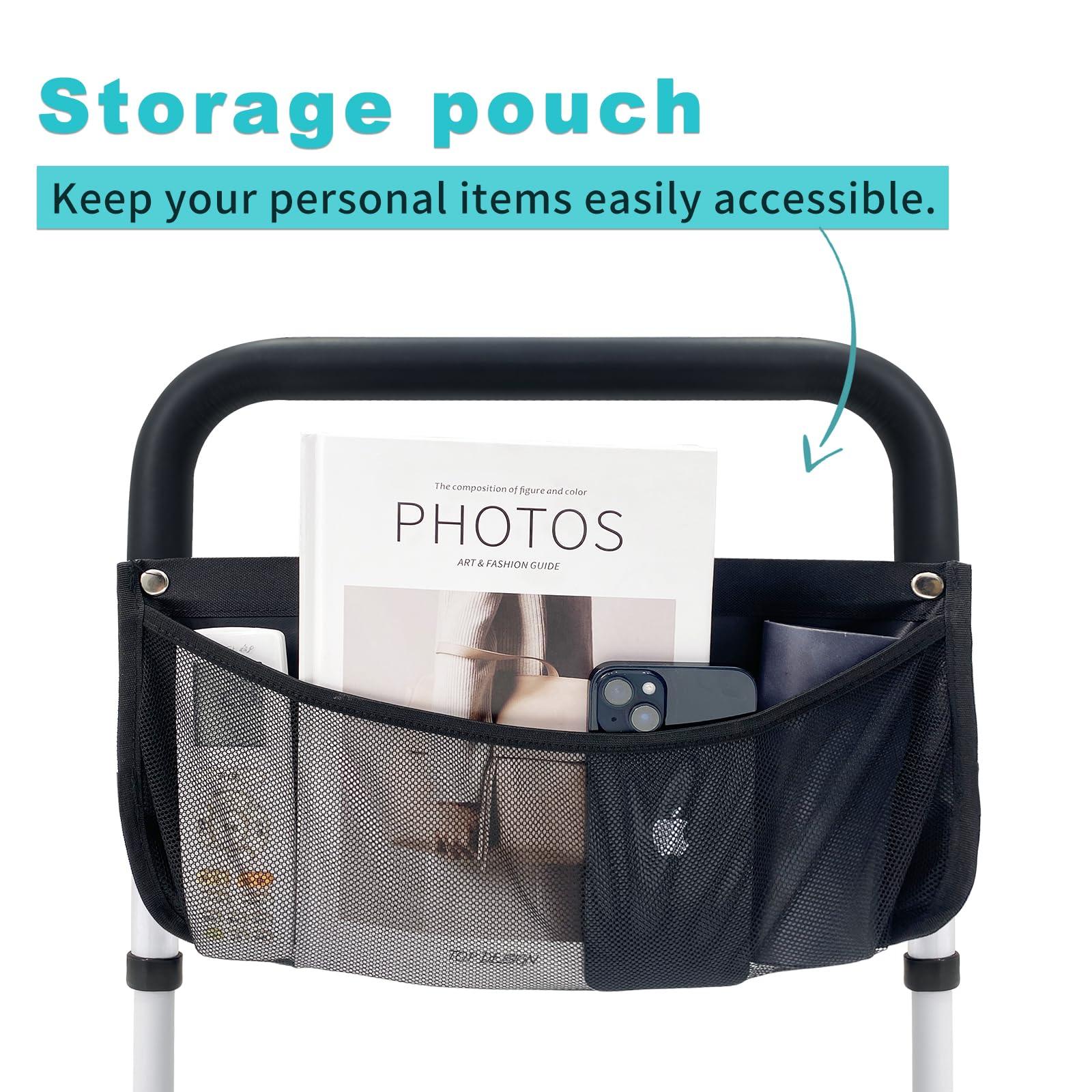 AOHHL Bed Rails for Elderly Adults Safety with Adjustable Heights Storage Pocket Assist Support Side Railings for Seniors Citizens Slides Under Mattressbed Cane Bed Guard Bed Handles Bars (White)