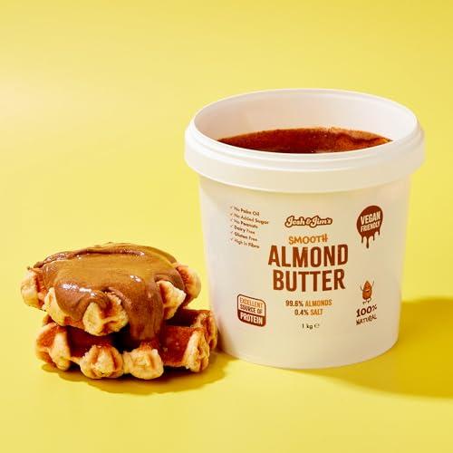 Josh & Jim's Josh & Jim's - Smooth Almond Butter Spread (1kg), Made in The UK, 100% Natural, Roasted Nuts, No Palm Oil, No Added Sugar, No Peanuts, Source of Protein, High in Fibre, Gluten & Dairy Free, Vegan
