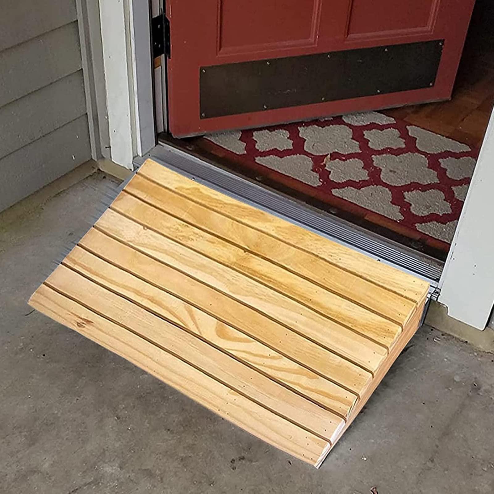 ADZQM Threshold Ramp, Shower Ramps for Seniors, Entryway Ramp for Wheelchair Vehicle Scooter, Outdoor Curb Ramp Door Threshold Ramp Wood, Home Portable Non Slip Slope (Size : 90x33x10cm (35.4x13x4in)