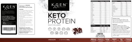 K GEN ketogenic enhancement K-GEN Keto Collagen Protein Powder Natural Multi Collagen Chocolate Blend, Coconut MCT Vitamin C+B6 | UK Made Advanced Ketosis for Keto & Paleo | Low Carb Free-from: Sugar, Whey & Gluten