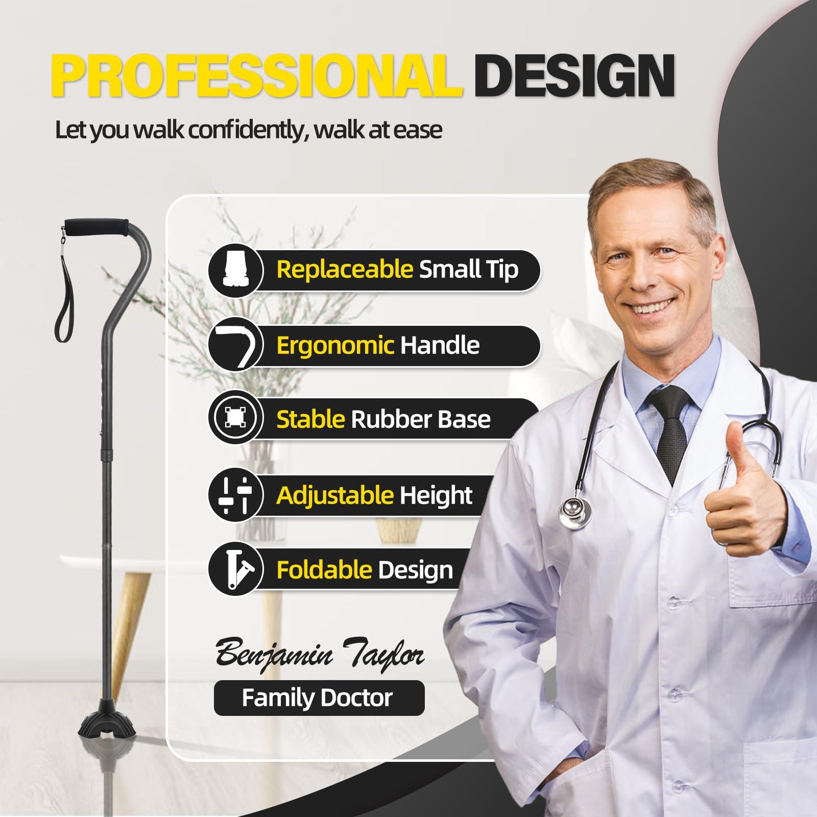 BeneCane BeneCane Walking Cane Adjustable Cane with Offset Soft Cushioned Handle for Men & Women Lightweight Comfortable Extra Stability Base Mobility Aid for Men Women and Seniors