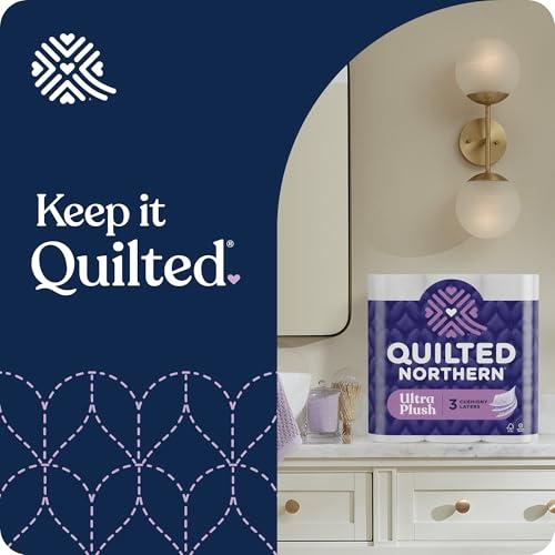 Quilted Northern Quilted Northern Ultra Plush Toilet Paper, 8 Super Mega Rolls = 48 Regular Rolls, 3X Thicker*, 3 Ply Soft Toilet Tissue