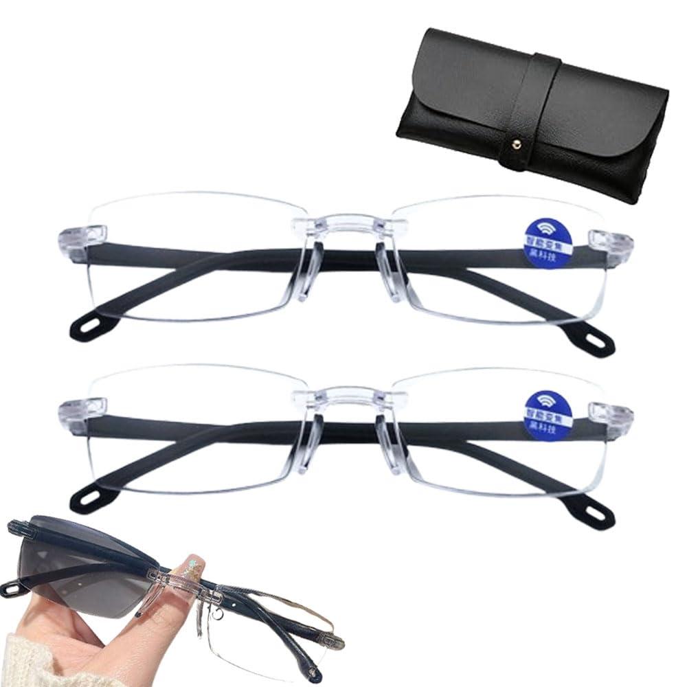 Generic Intelligent Zoom Anti Blue Light Presbyopia Glasses, Varifocal Reading Glasses for Mens Women, Color-Changing Anti-Blue Light Presbyopia Glasses, Autozoom Reading Glasses (2 SET)