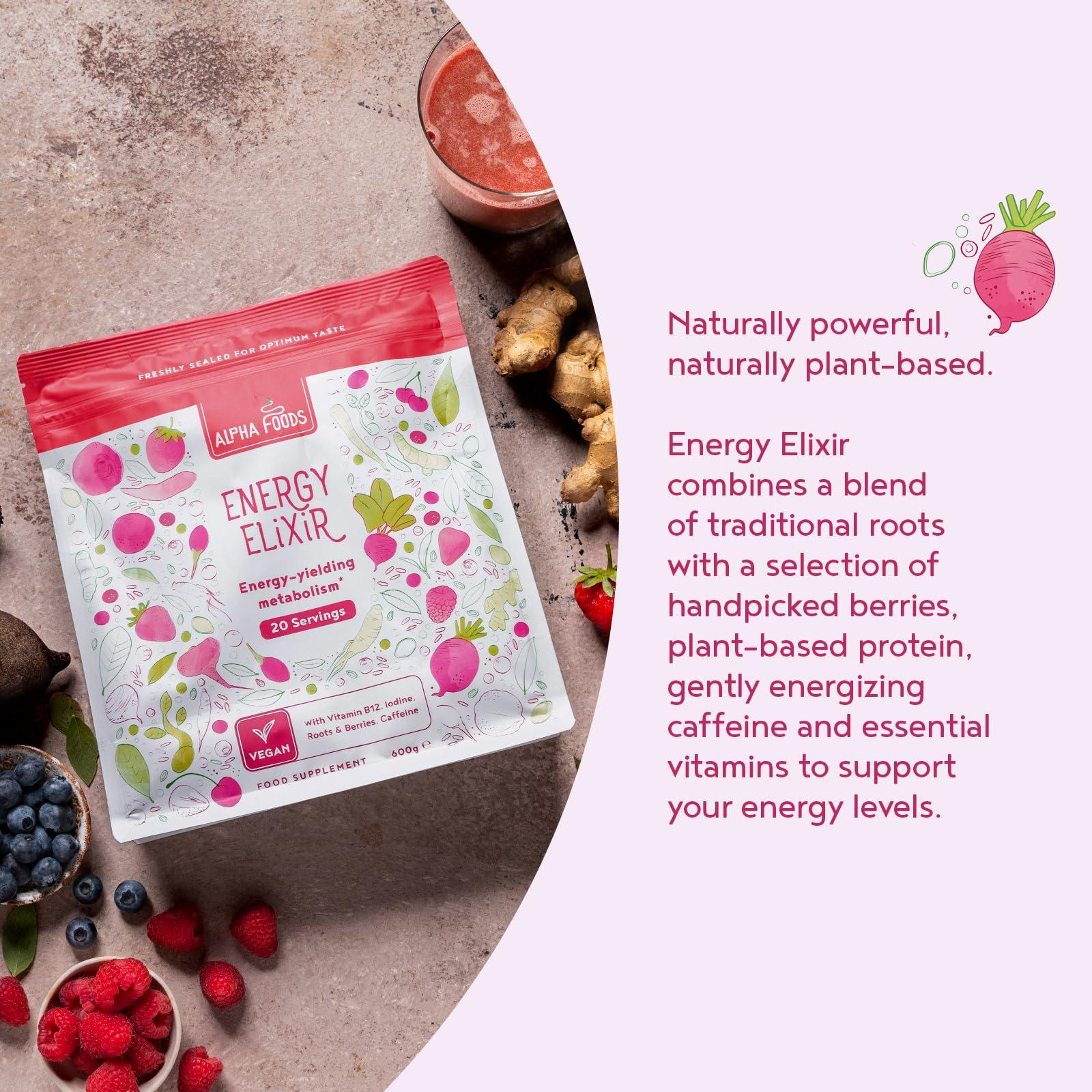 Alpha Foods Super Berry Energy Powder 600g | Vegan Superfood Blend | Smoothie Drink Mix for Shakes | Supports Energy, Immunity & Metabolism | with Acai, Goji, Maca, Turmeric, Guarana & Vitamin B12 | Alpha Foods