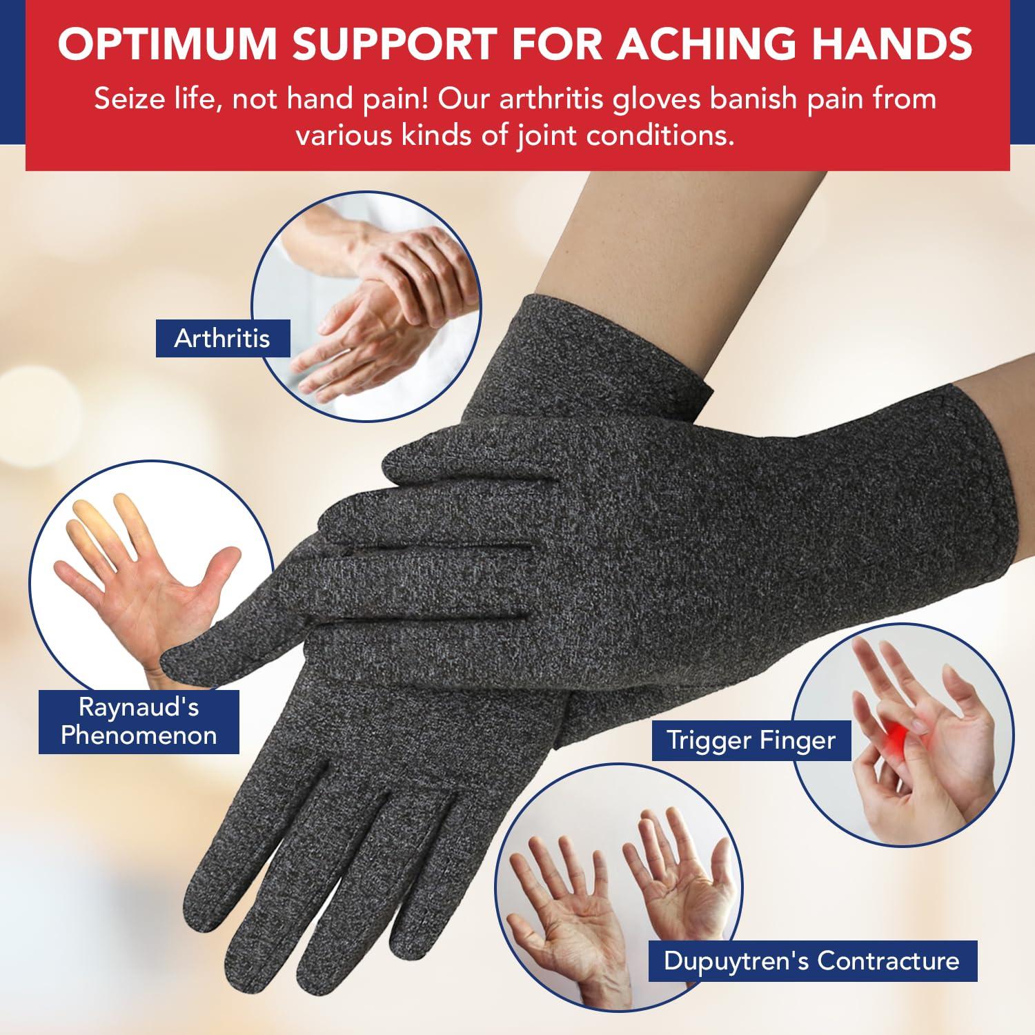 Dr. Arthritis Doctor Developed Compression Gloves With Doctor Handbook - Arthritis Compression Gloves- Compression Gloves for Arthritis for Women/Men - Rheumatoid Arthritis Gloves (L, Grey)