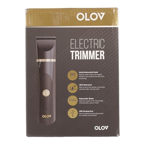 OLOV OLOV Body Groomer Men, Ball Trimmer Shaver for Men with Nose Hair Trimmer, Detachable Ceramic Blade Electric Groin Hair Trimmer, USB Recharge Dock, Waterproof Electric Razor Male Grooming Kit