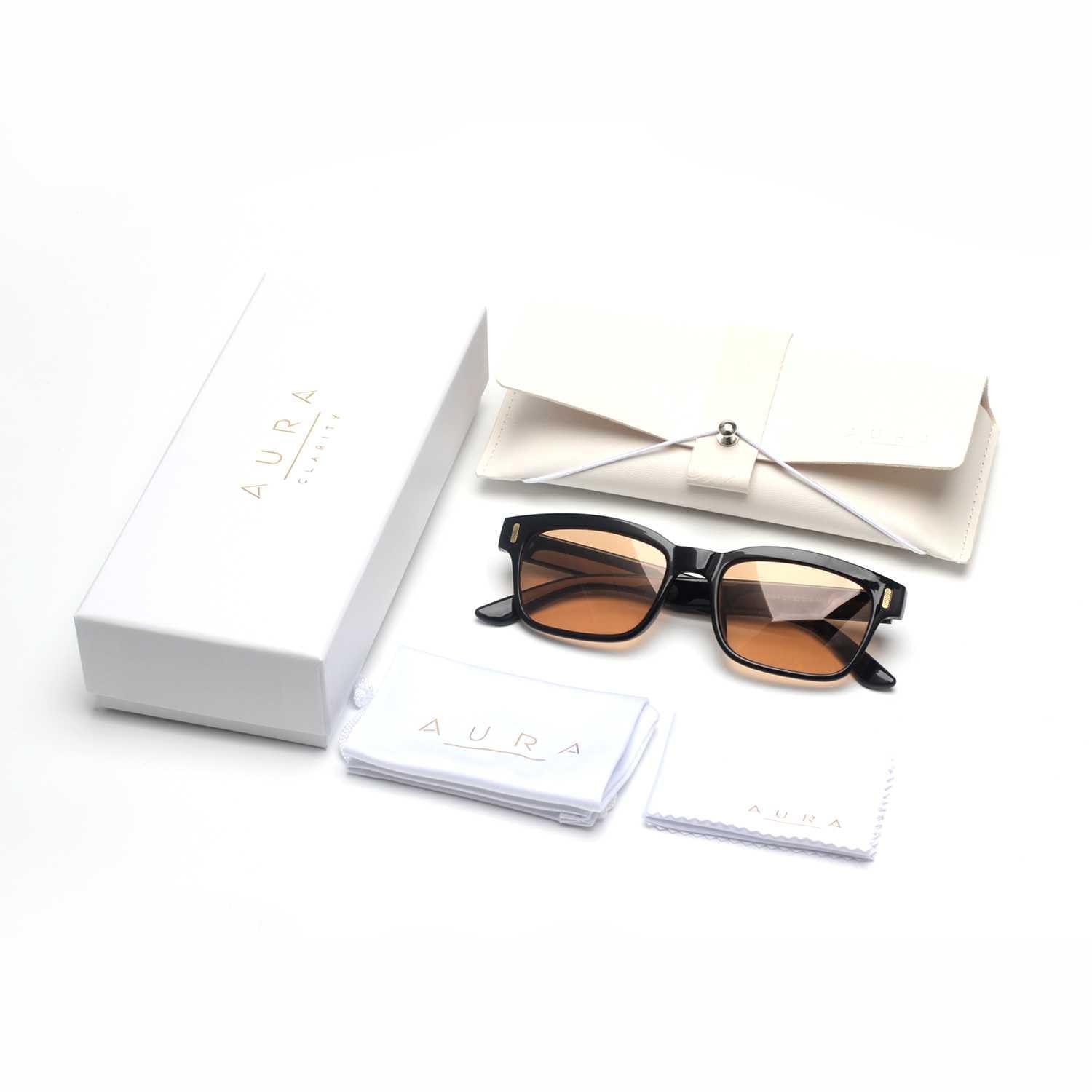 Aura Clarity Aura Clarity Migraine Glasses Blue Light Blocking Glasses FL-41 Light Sensitivity Glasses for Men and Women Ultra-Lightweight and Chic Anti Blue Light Glasses for Computer, Gaming, Outdoor