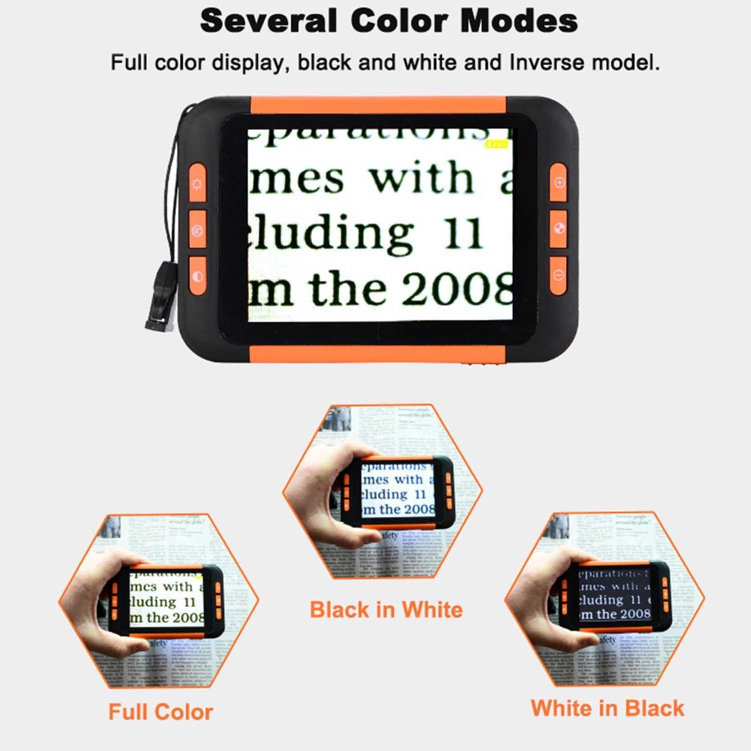 Generic Digital Magnifying Glass for Seniors and Visually Impaired - Electronic Magnifier with 19 Color Modes for Reading Newspaper - Low Vision Aid, White