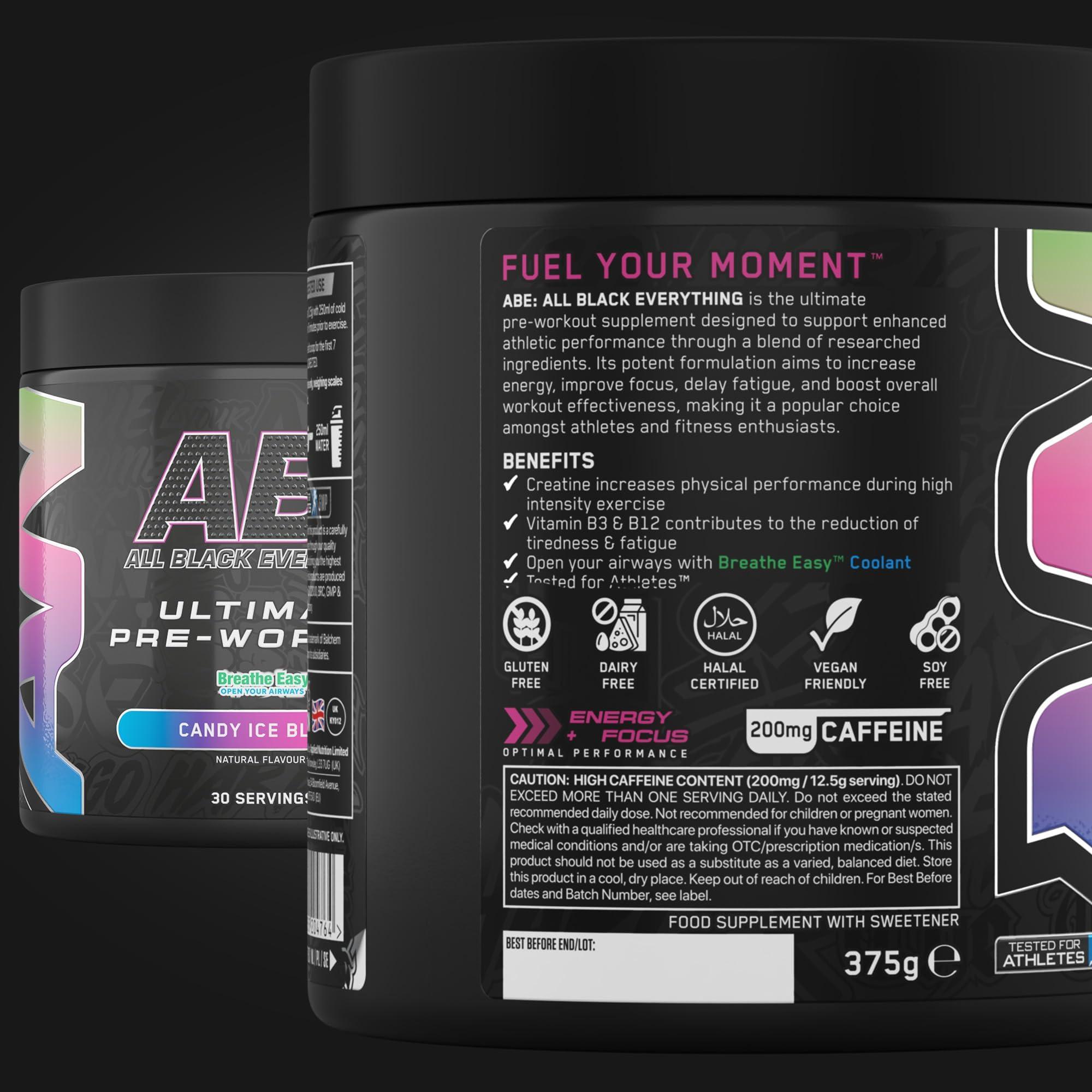 Applied Nutrition Applied Nutrition Bundle ABE Pre Workout 375g + ABE Black Shaker | All Black Everything Pre Workout Powder, Energy Drink, Physical Performance, Creatine, Beta Alanine, Caffeine (Candy Ice Blast)