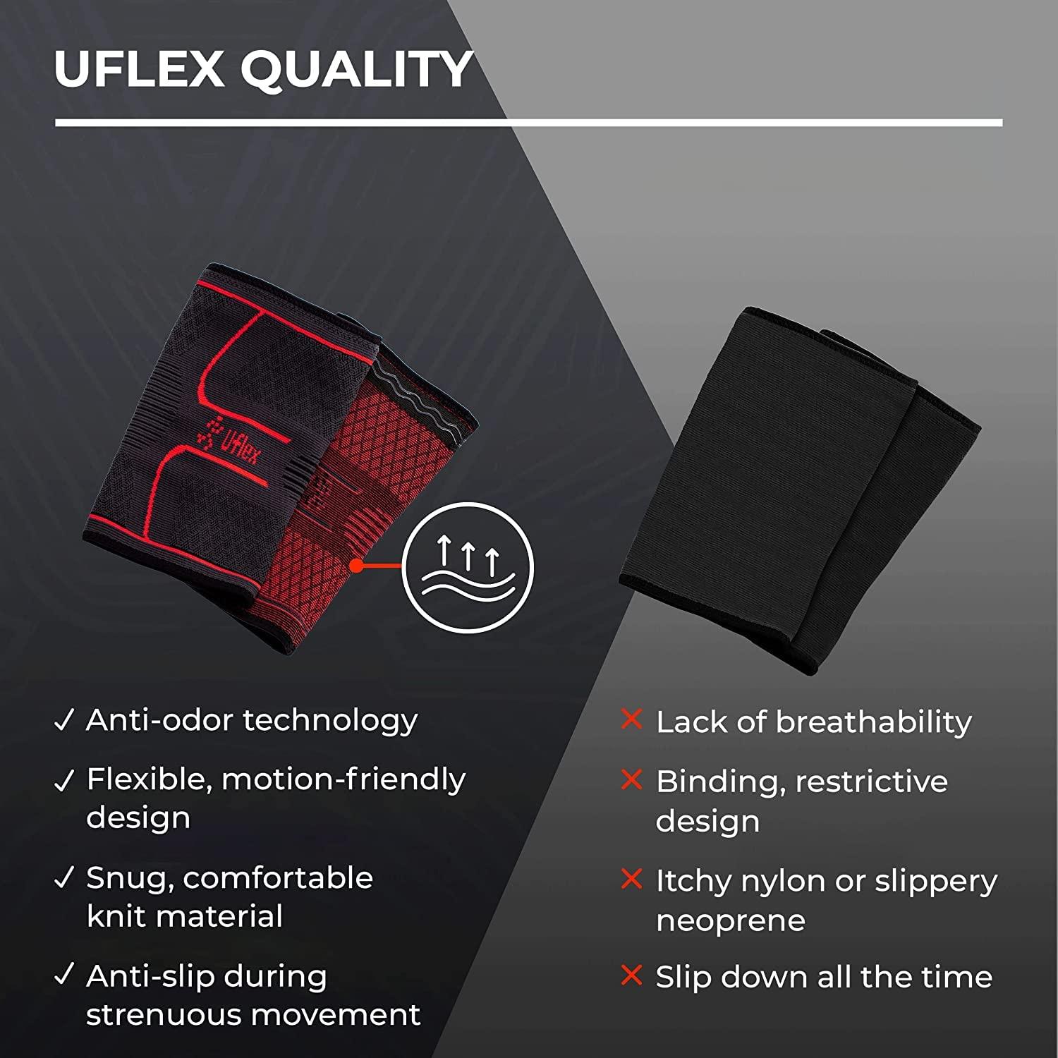 Uflex Athletics Uflex Athletics Knee Compression Sleeve Support for Running, Jogging, Sports, Joint Pain Relief, Arthritis and Injury Recovery-Single Wrap (Medium)