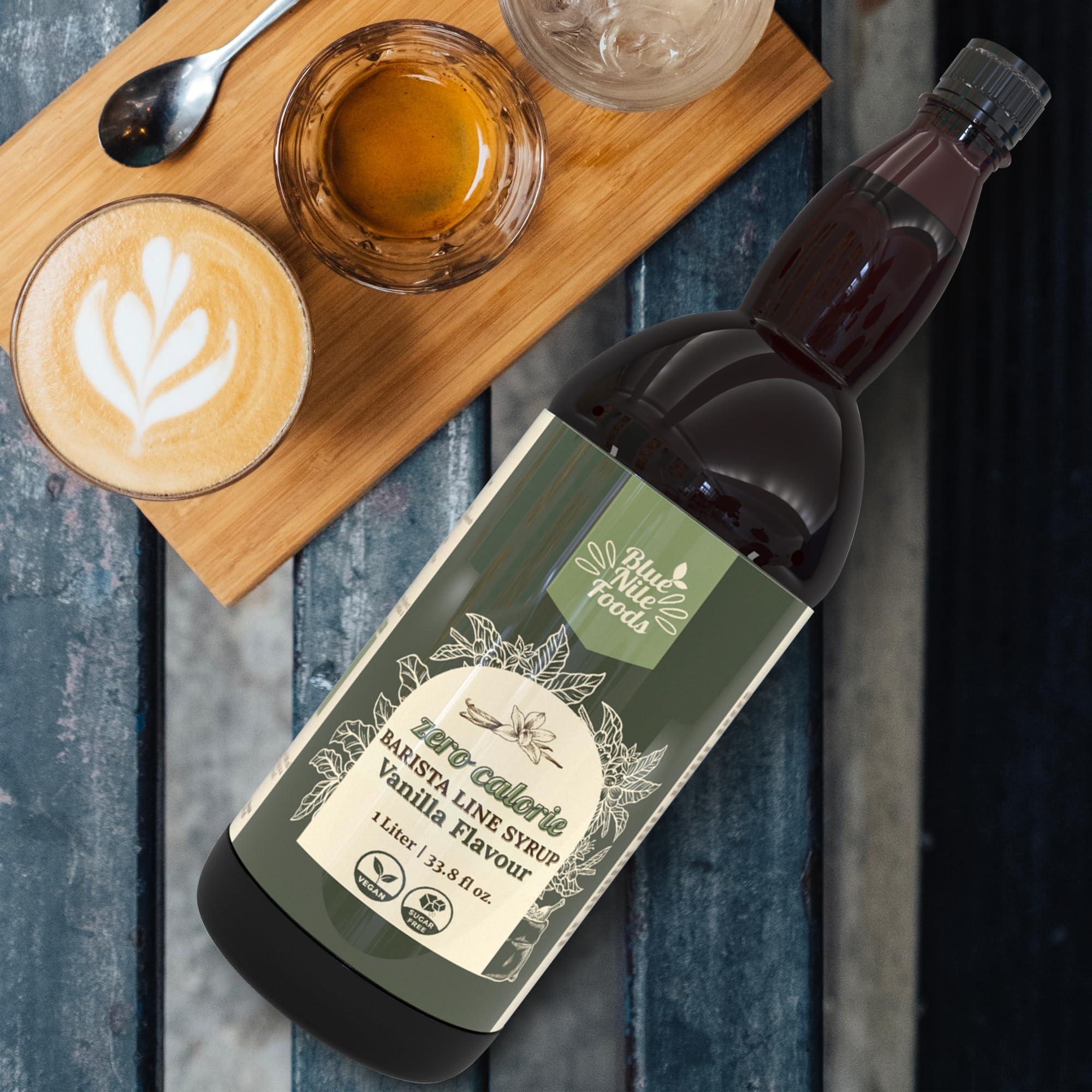 Blue Nile Foods Blue Nile Foods Barista Vanilla Coffee Syrup, Calorie/Sugar Free Syrup, Keto Friendly Vanilla Syrup, Sugar Free Coffee Syrups for Coffee Drinks - Hot/Iced, 1L