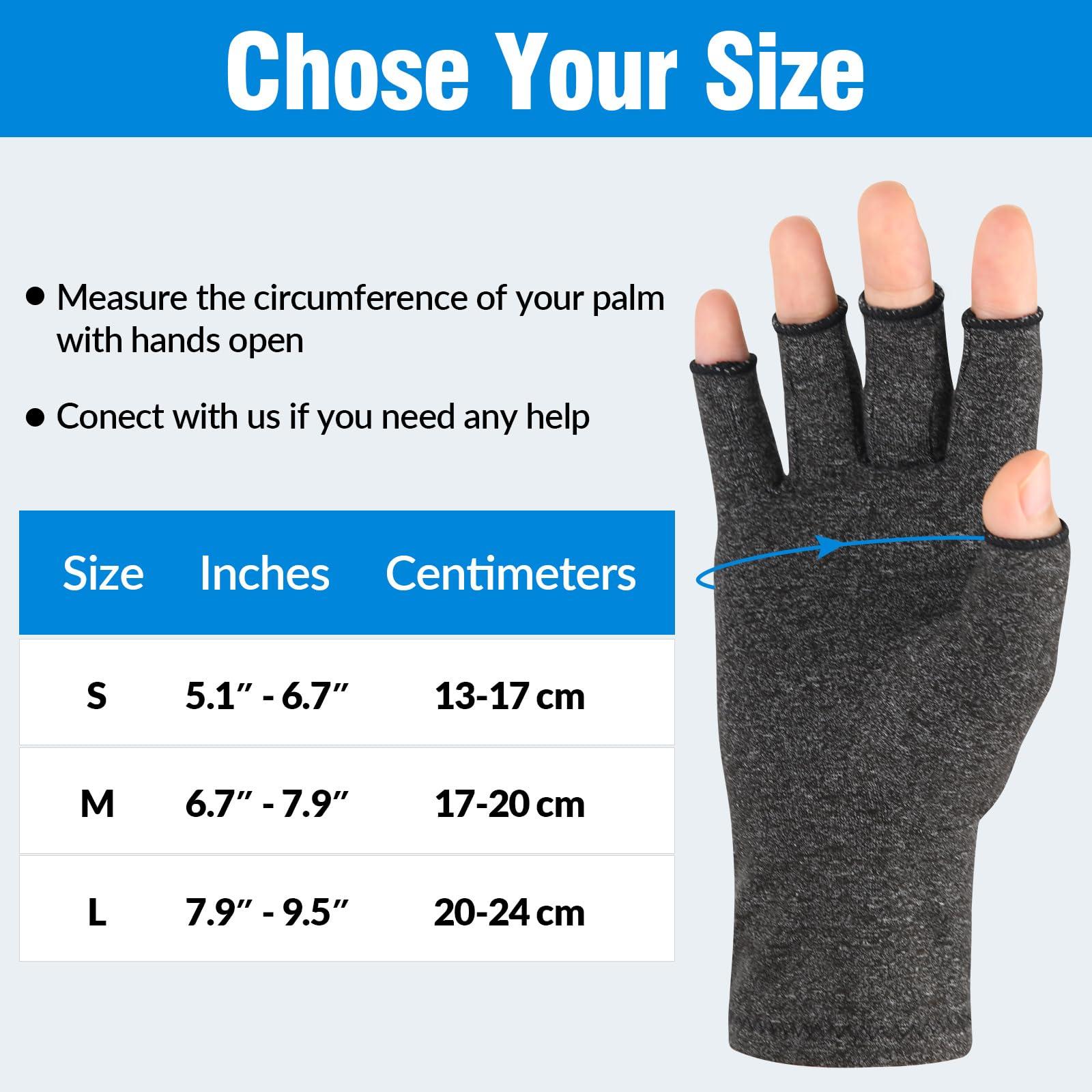 AovYoo AovYoo 1 Pair Fingerless Arthritis Compression Gloves Raynauds Gloves Rheumatoid Osteoarthritis Wrist Supports -Hand Pain Relief (M, Grey)