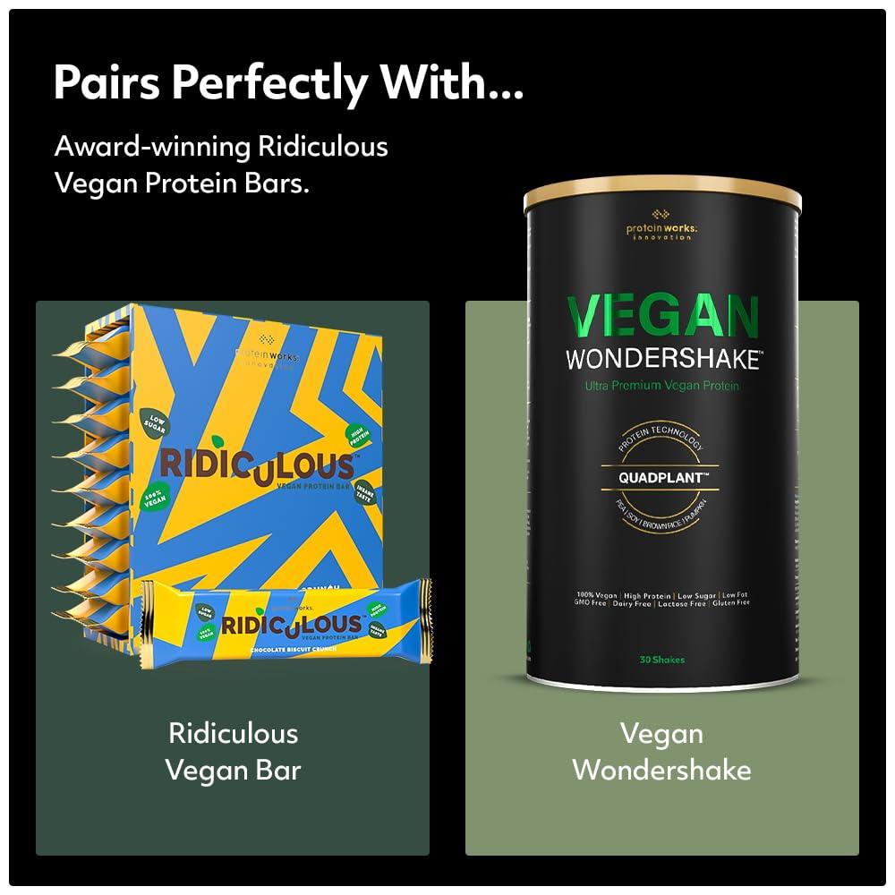Protein Works Protein Works - Vegan Wondershake, Vegan Protein Shake, High-Protein Plant-Based Nutrition, 30 Servings, Double Chocolate, 750g