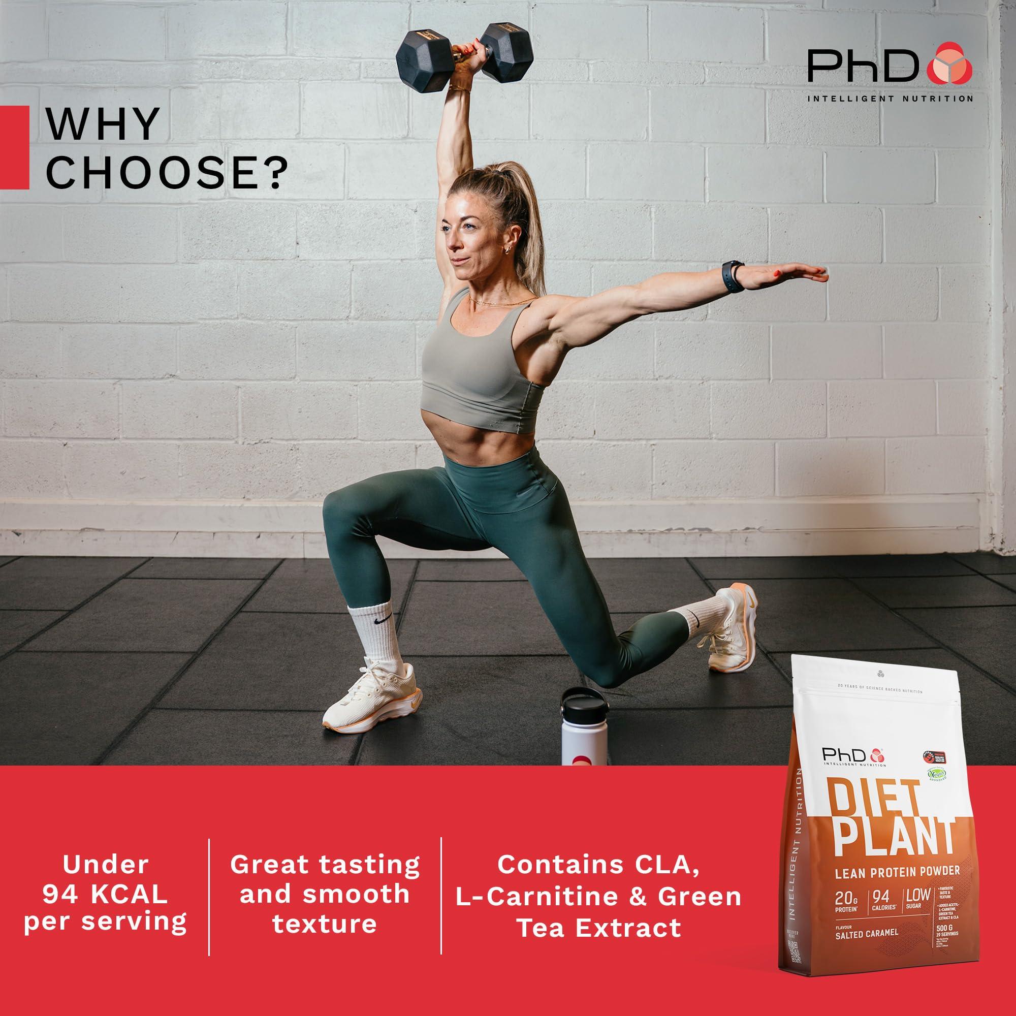 PhD Nutrition PhD Nutrition Diet Plant, Vegan Protein Powder Plant Based, Salted Caramel, High Plant Protein, 20 Servings Per 500g Bag