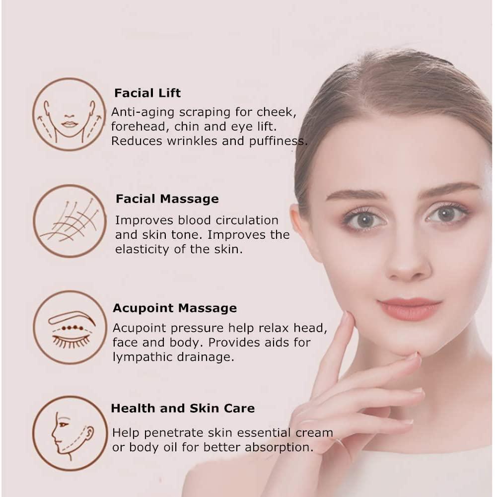 WXHN WXHN Gua Sha Facial Tool Comb Edge Guasha Scraping Rose Quartz Massage